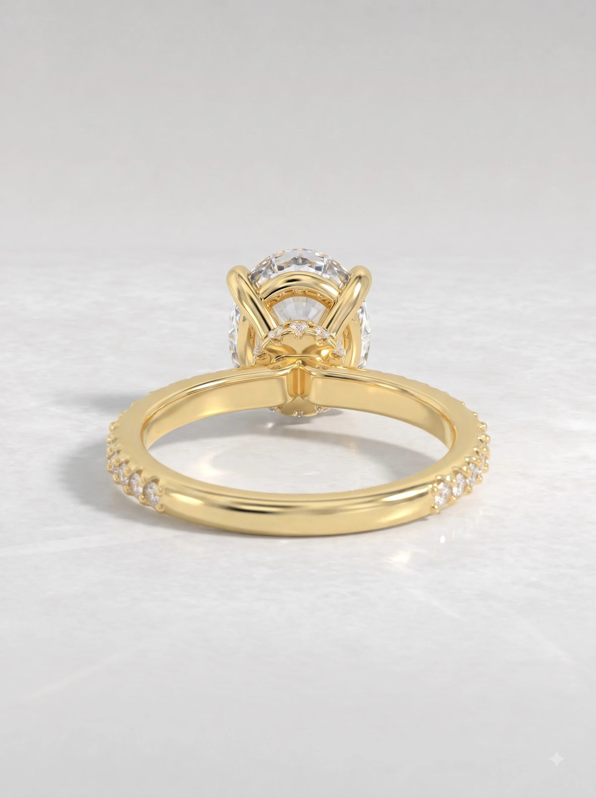 2 CT Oval Cut Lab Grown Diamond Hidden Halo, Accent Engagement Ring - View 4