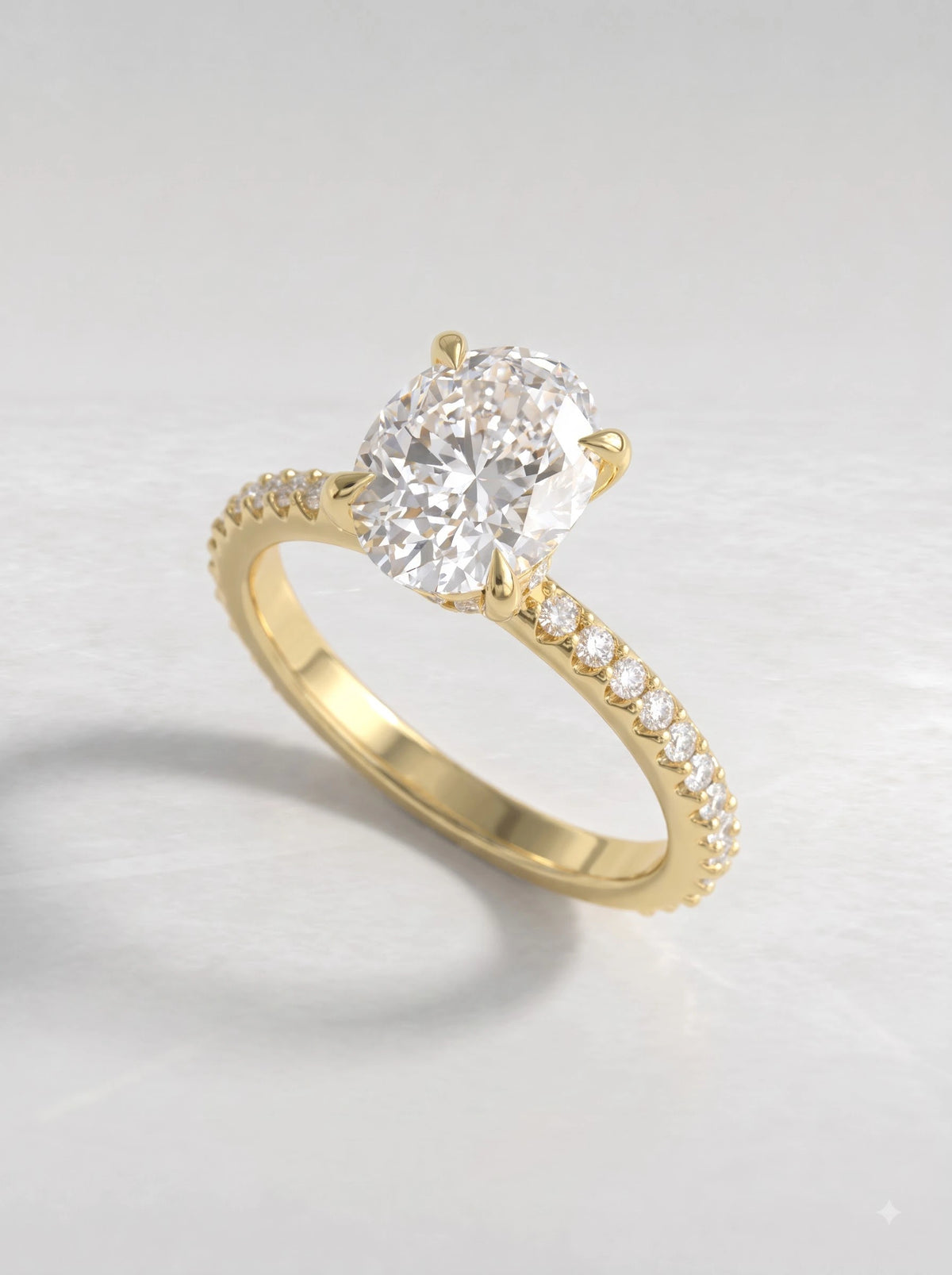 2 CT Oval Cut Lab Grown Diamond Hidden Halo, Accent Engagement Ring - View 6