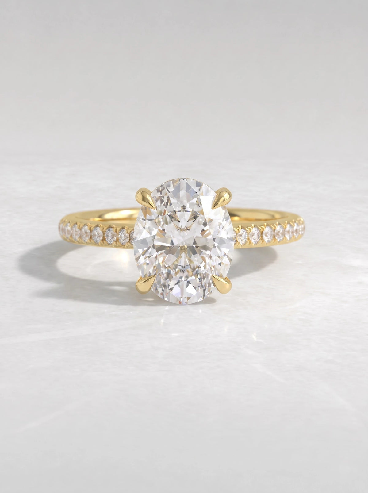 2 CT Oval Cut Lab Grown Diamond Hidden Halo Accent Engagement Ring
