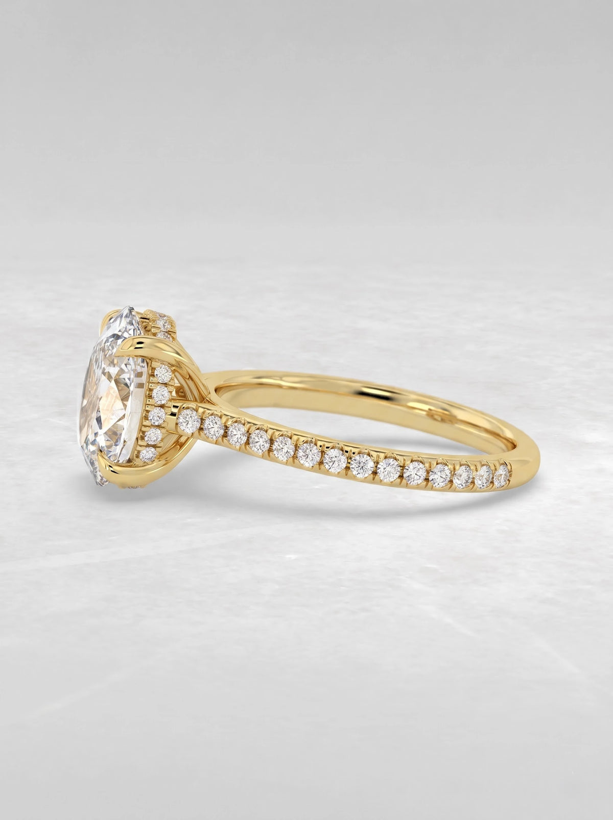 2 CT Oval Cut Lab Grown Diamond Hidden Halo Accent Engagement Ring - View 3