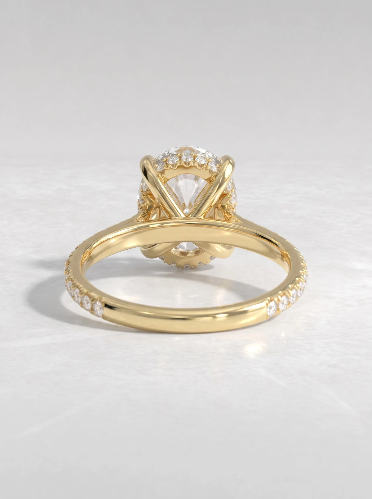 2 CT Oval Cut Lab Grown Diamond Hidden Halo Accent Engagement Ring - View 4