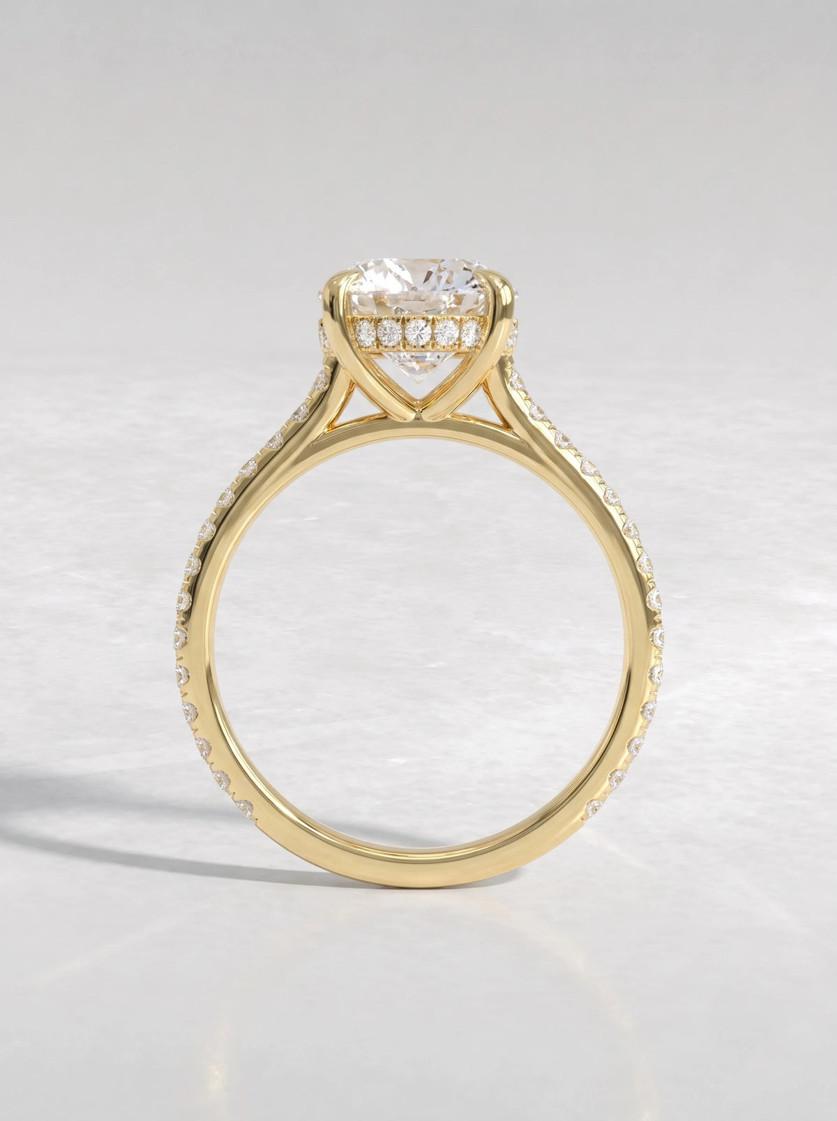 2 CT Oval Cut Lab Grown Diamond Hidden Halo Accent Engagement Ring - View 5