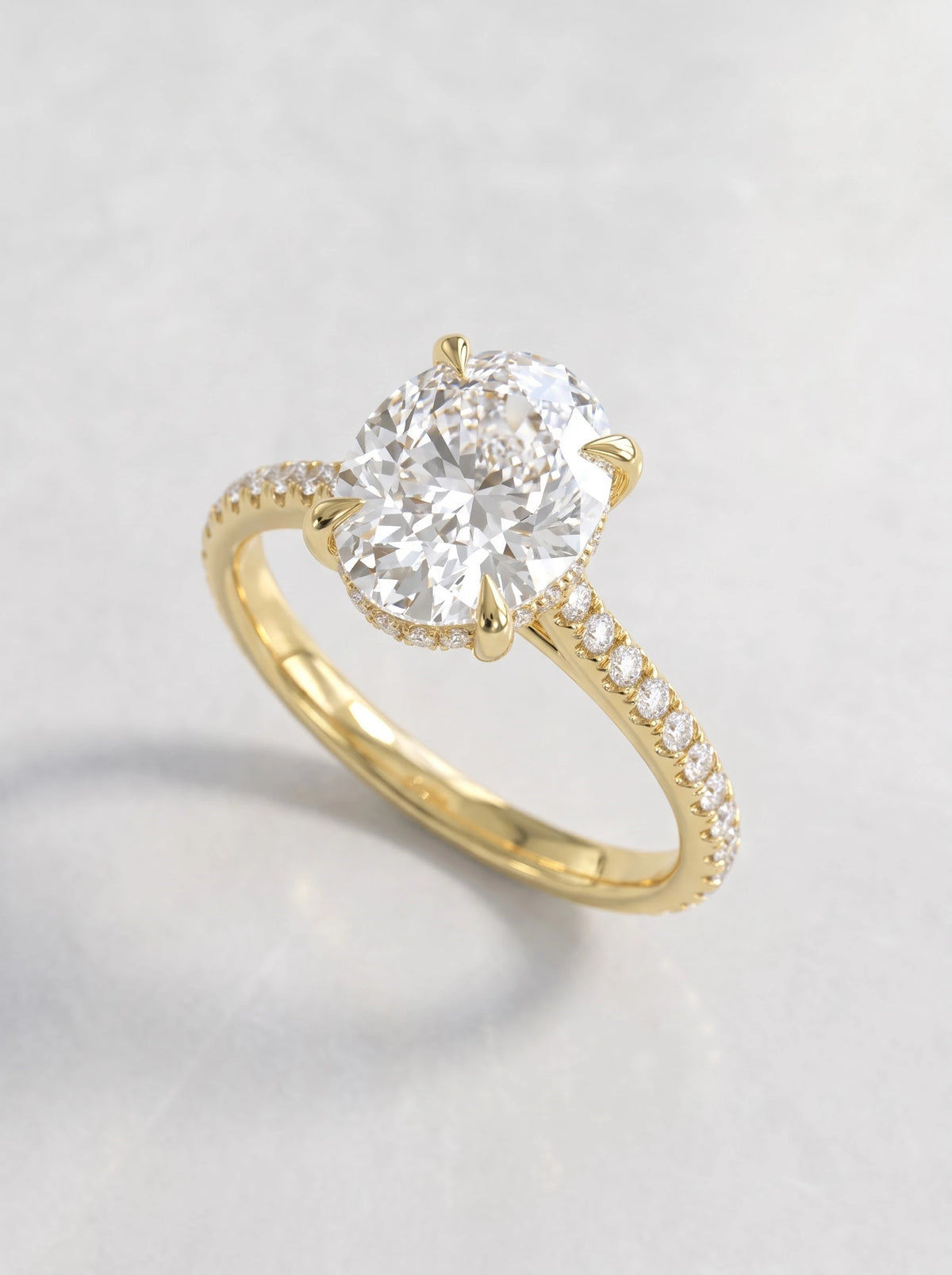2 CT Oval Cut Lab Grown Diamond Hidden Halo Accent Engagement Ring - View 6