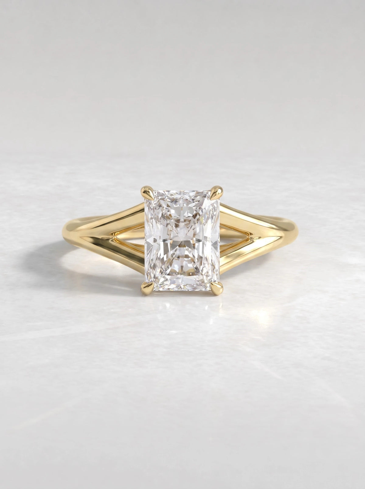 2 CT Radiant Cut Lab Grown Diamond Hidden Halo Split shank Engagement Ring