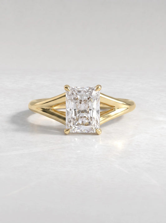 2 CT Radiant Cut Lab Grown Diamond Hidden Halo Split shank Engagement Ring