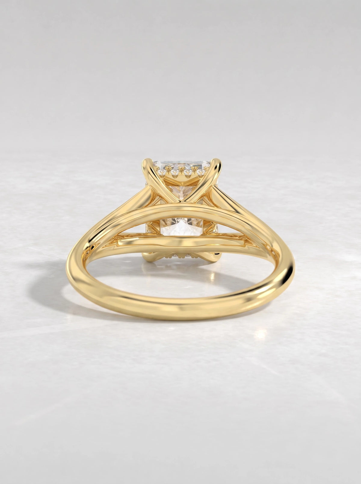 2 CT Radiant Cut Lab Grown Diamond Hidden Halo Split shank Engagement Ring - View 4