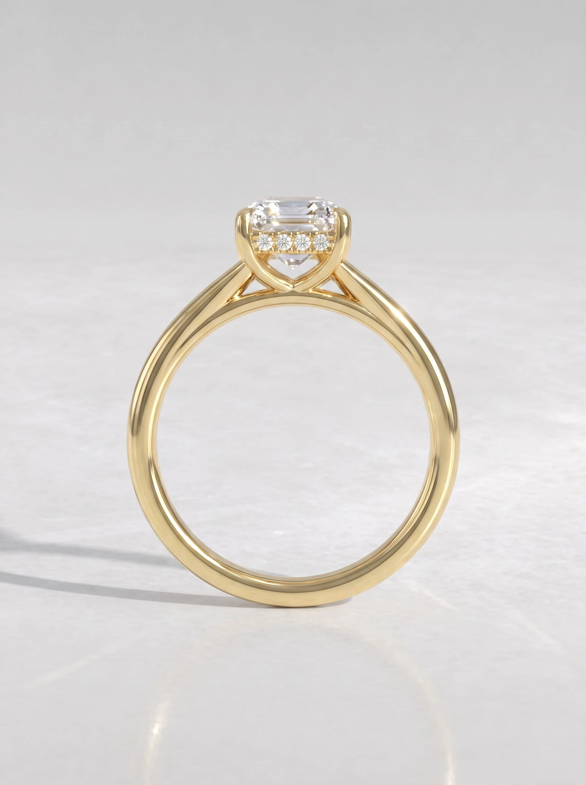 2 CT Radiant Cut Lab Grown Diamond Hidden Halo Split shank Engagement Ring - View 5