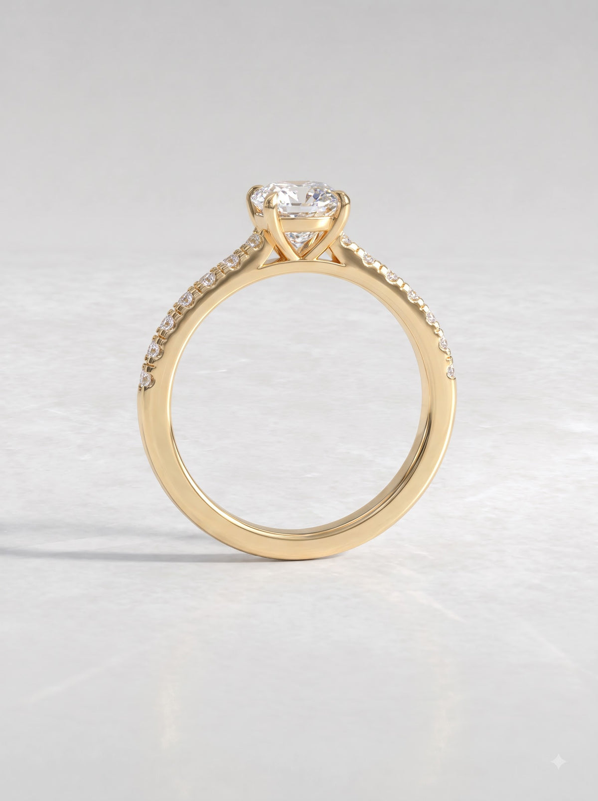 1 CT Cushion Cut Lab Grown Diamond Accent Engagement Ring - View 5