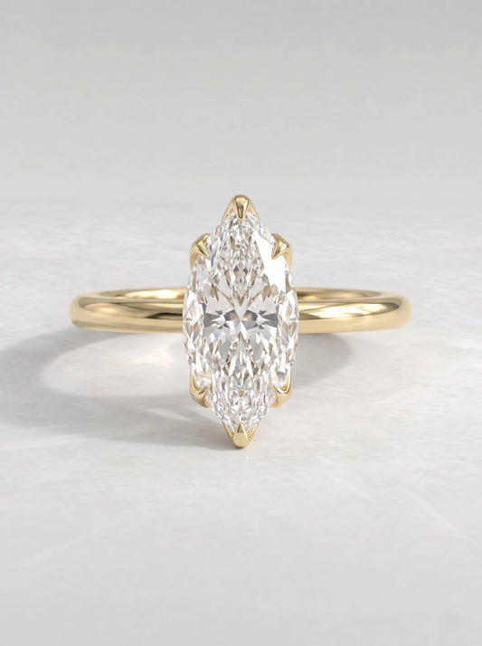 2.5 CT Marquise Cut Lab Grown Diamond Solitaire Engagement Ring - View 2