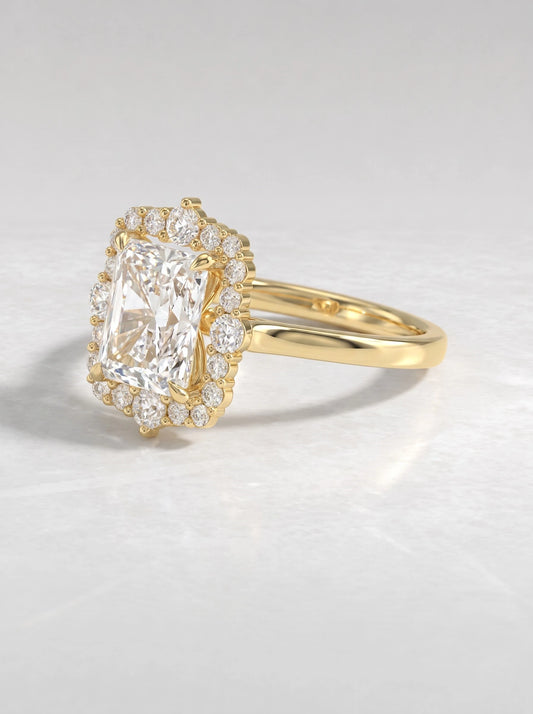 3 CT Radiant Cut Lab Grown Diamond Vintage Halo Engagement Ring - View 2