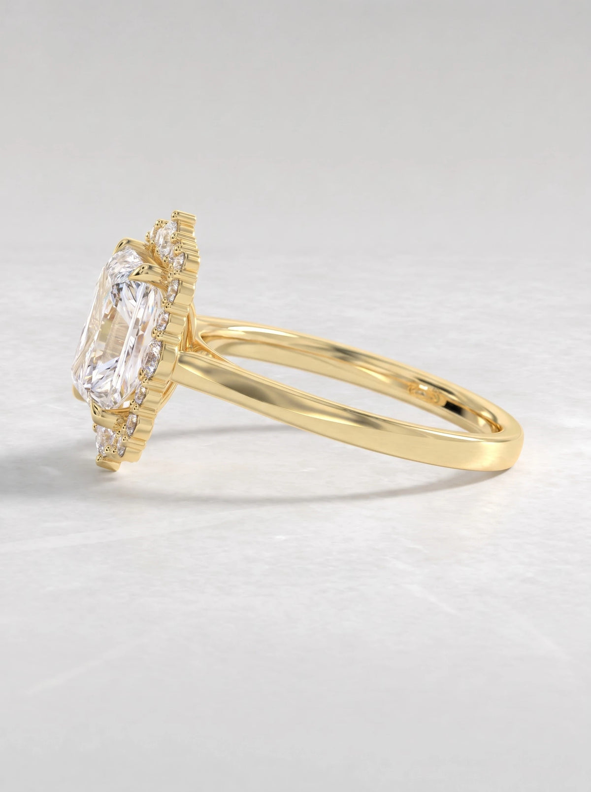 3 CT Radiant Cut Lab Grown Diamond Vintage Halo Engagement Ring - View 3