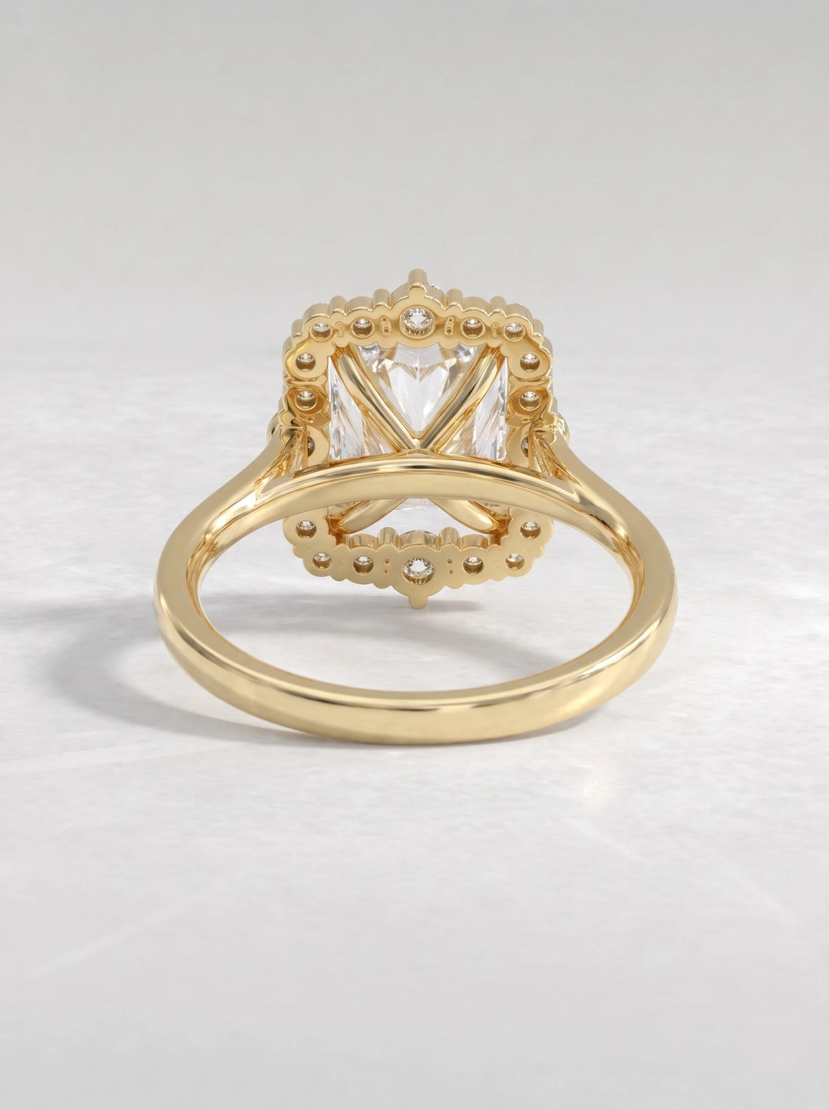 3 CT Radiant Cut Lab Grown Diamond Vintage Halo Engagement Ring - View 4