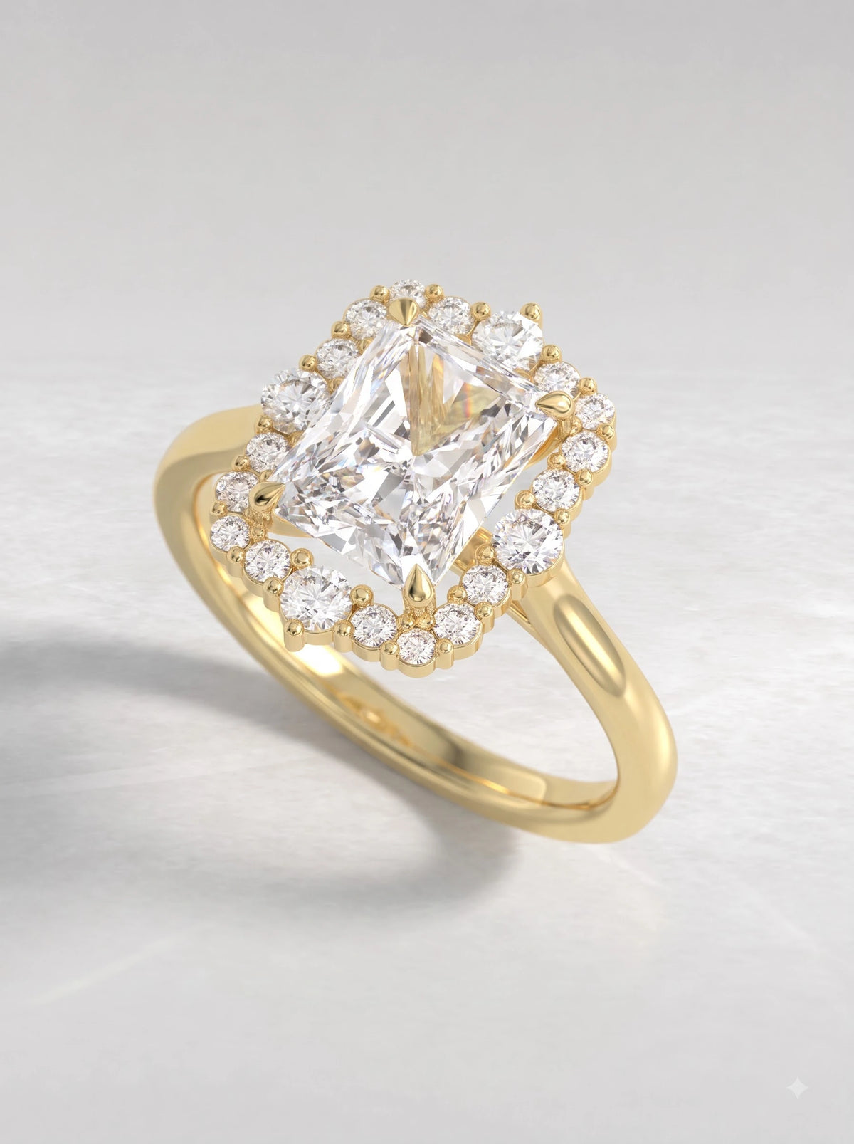 3 CT Radiant Cut Lab Grown Diamond Vintage Halo Engagement Ring - View 6