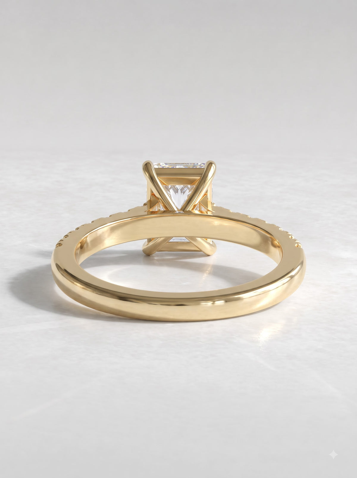 1 CT Radiant Cut Lab Grown Diamond Accent Engagement Ring - View 4