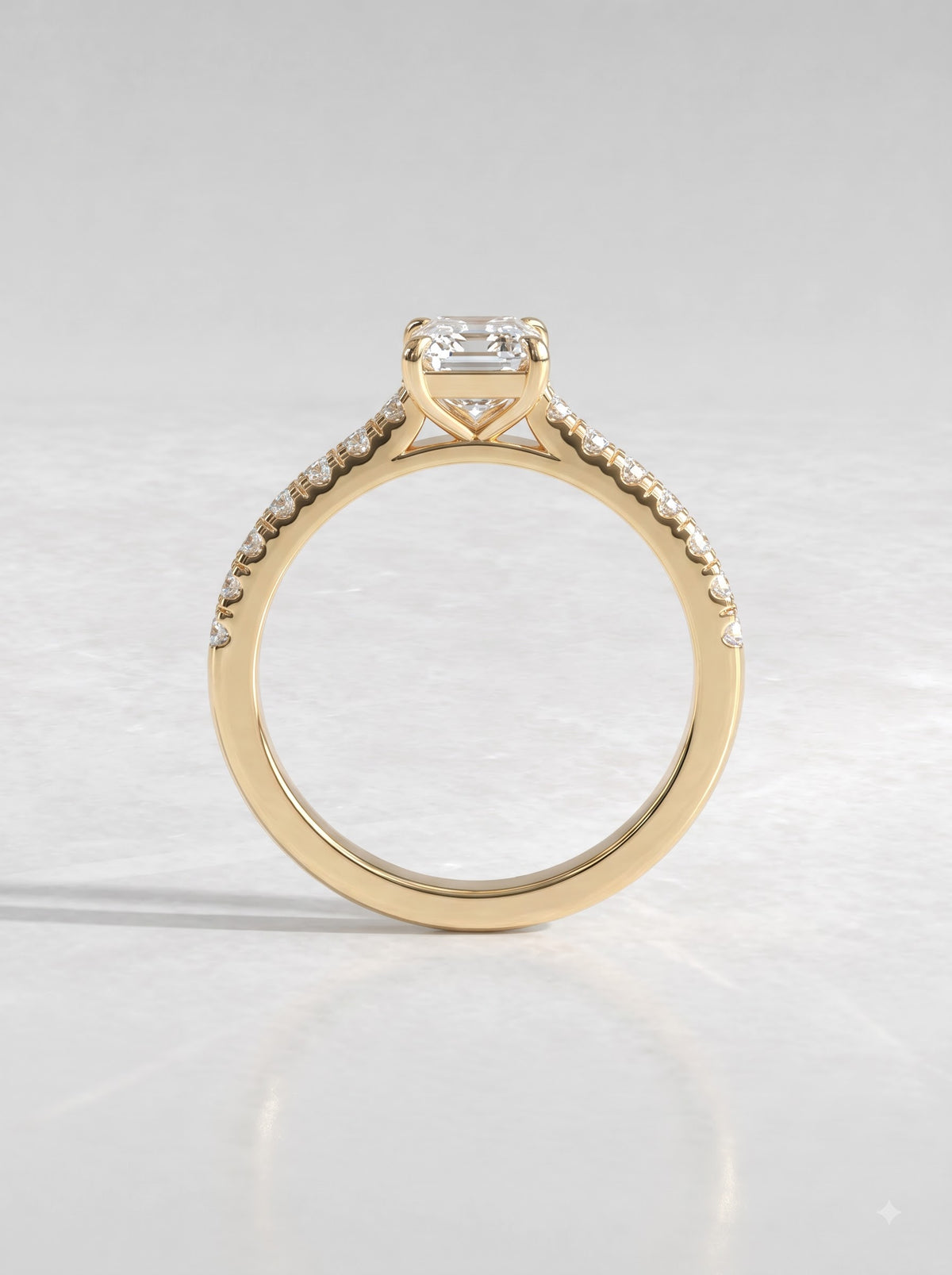 1 CT Emerald Cut Lab Grown Diamond Accent Engagement Ring - View 5