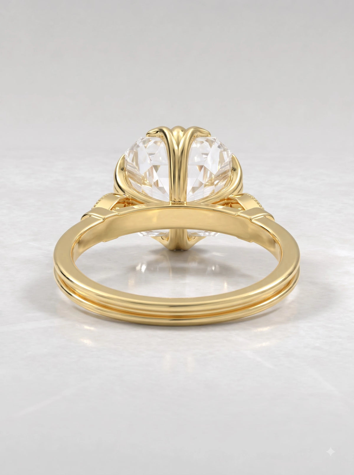 4 CT Asscher Cut Lab Grown Diamond Vintage Engagement Ring - View 5