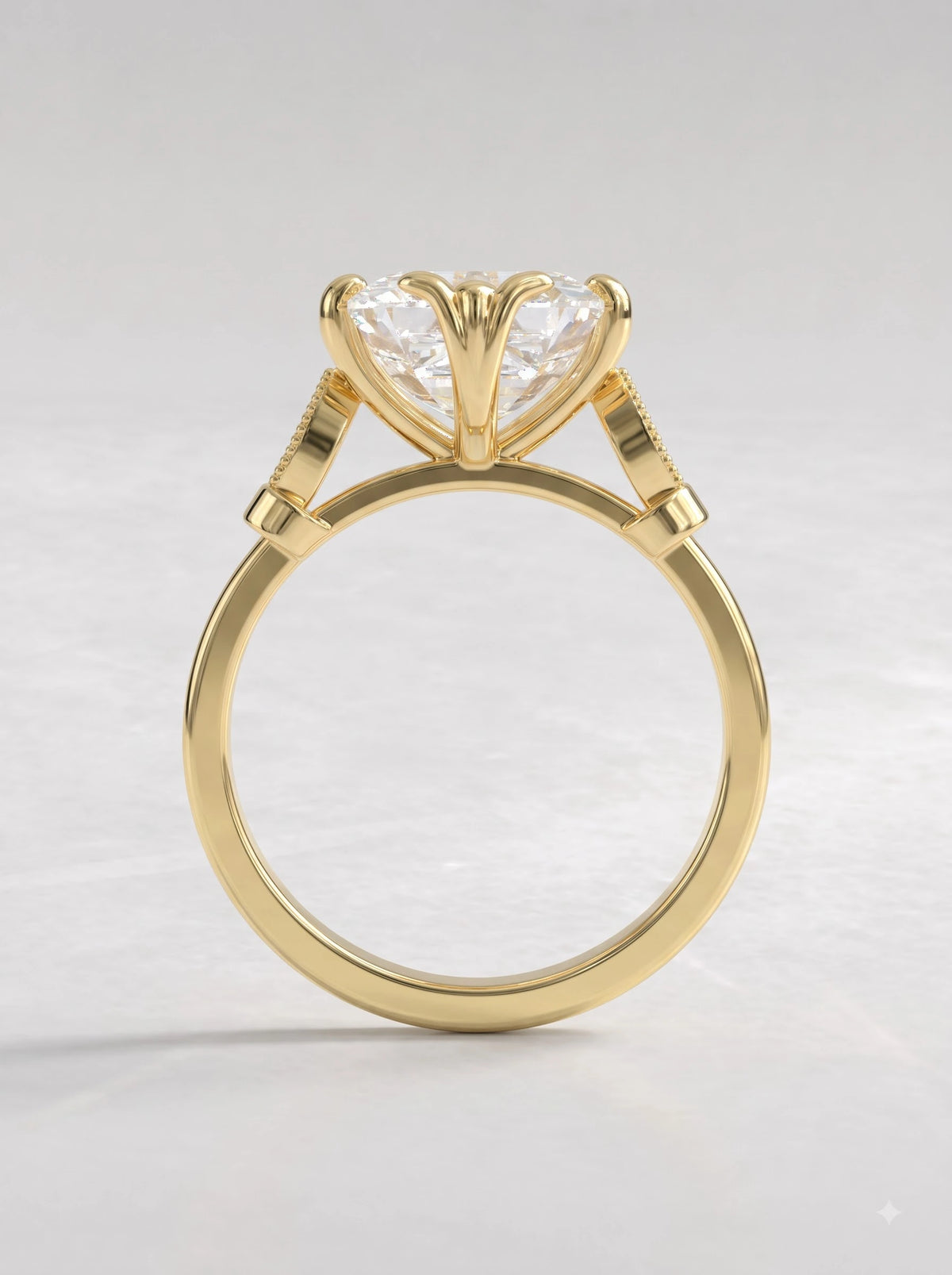 4 CT Asscher Cut Lab Grown Diamond Vintage Engagement Ring - View 6