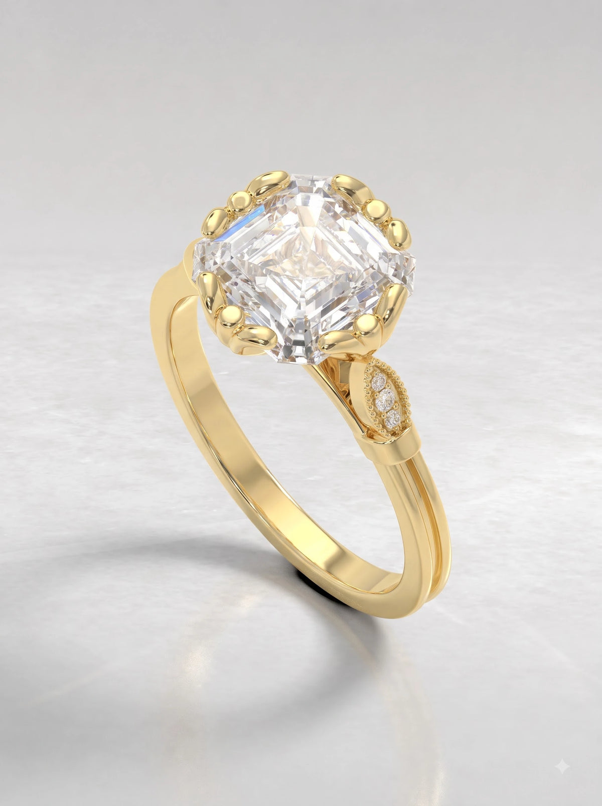 4 CT Asscher Cut Lab Grown Diamond Vintage Engagement Ring - View 7