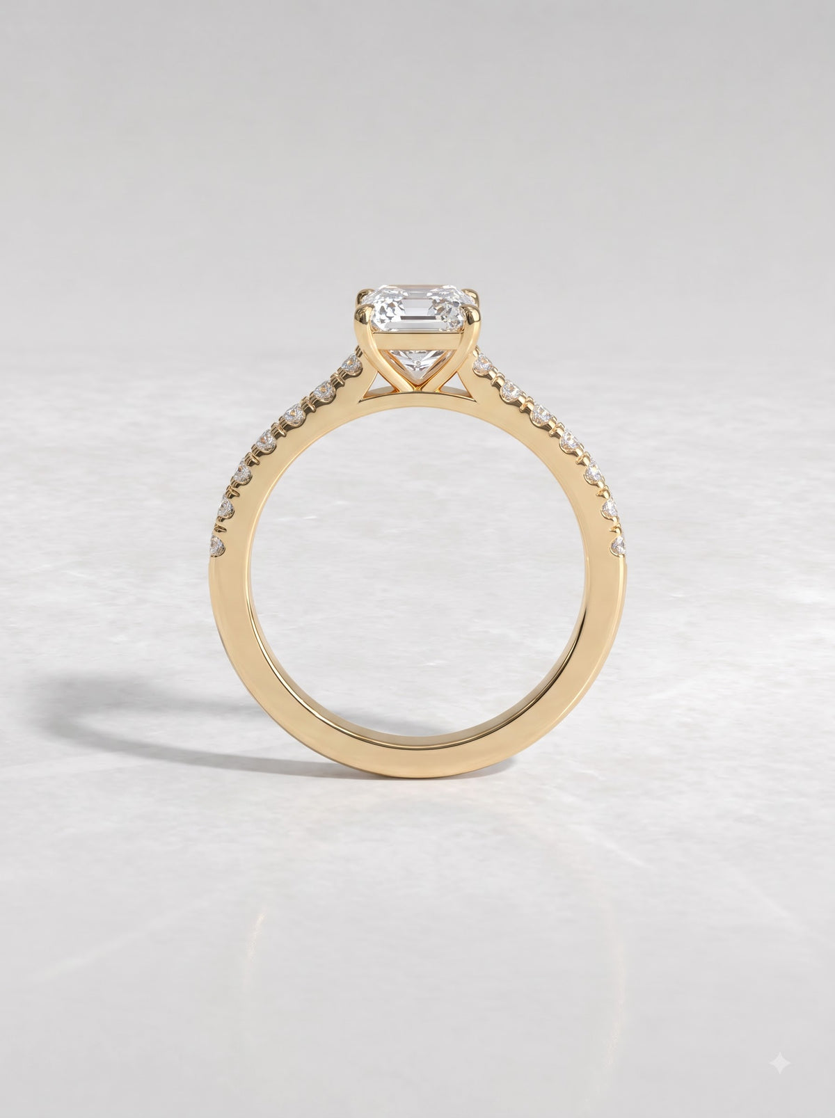 1 CT Princess Cut Lab Grown Diamond Accent Engagement Ring - View 5