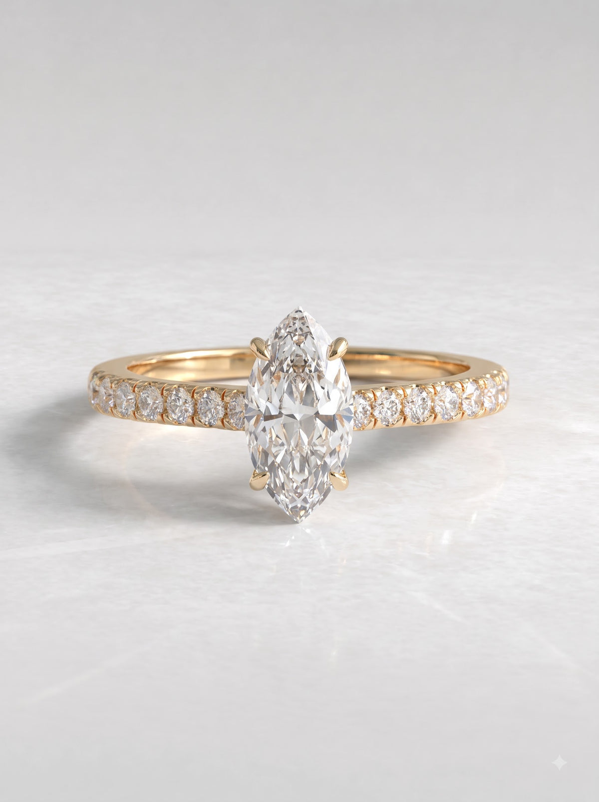 1 CT Marquise Cut Lab Grown Diamond Accent Engagement Ring