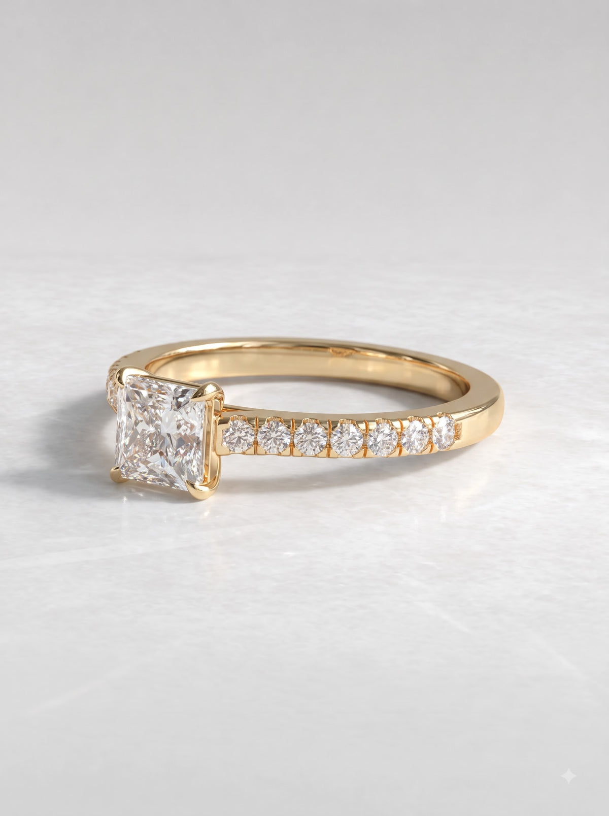 1 CT Princess Cut Lab Grown Diamond Accent Engagement Ring - View 2