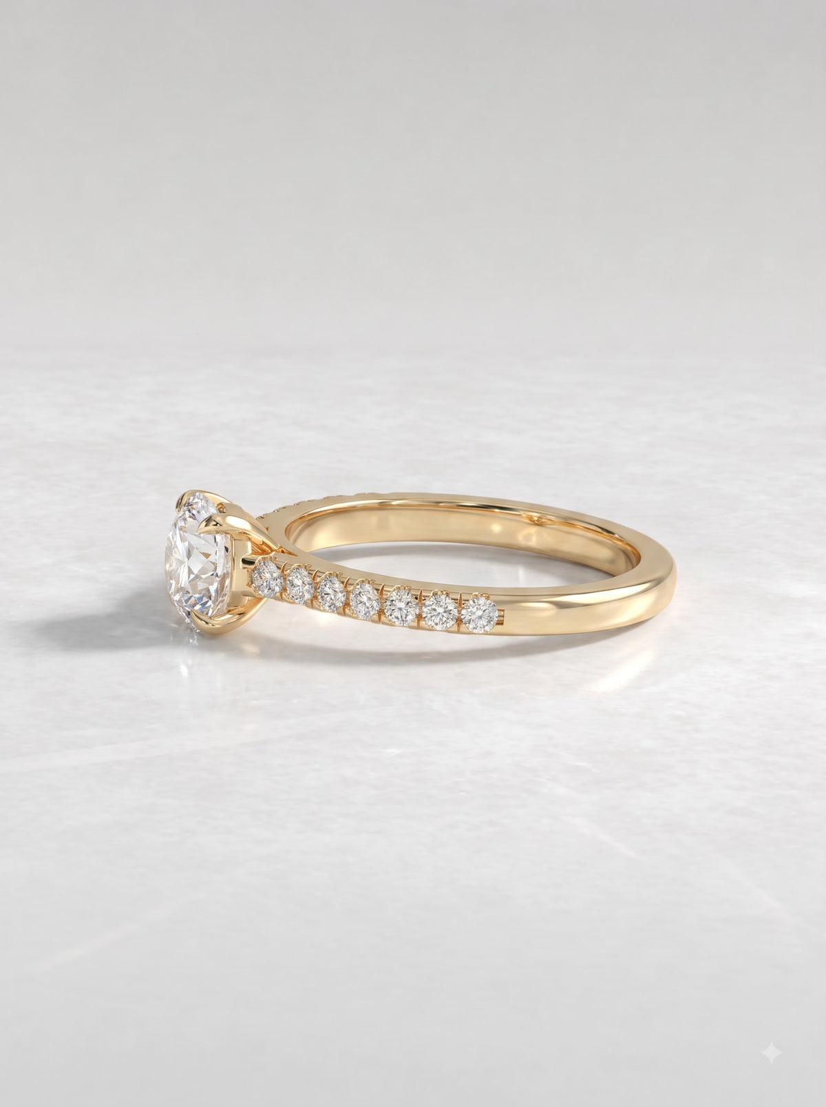1 CT Round Cut Lab Grown Diamond Accent Engagement Ring - View 3