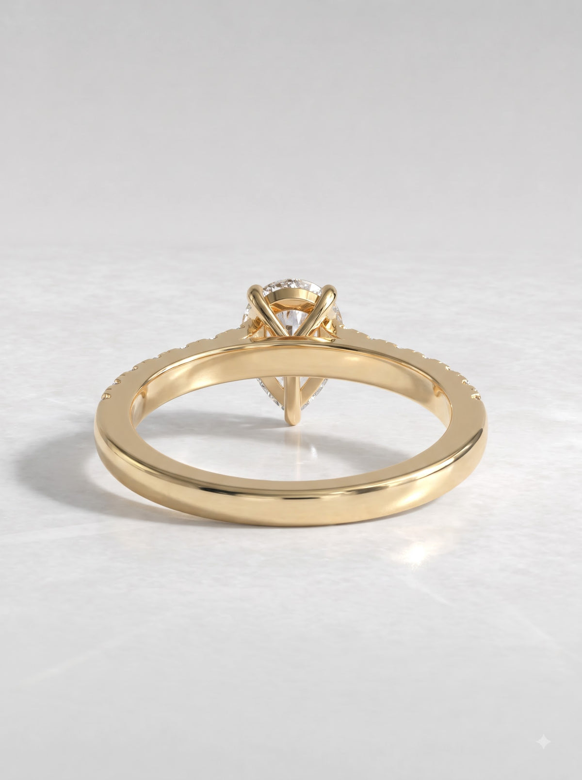 1 CT Pear Cut Lab Grown Diamond Accent Engagement Ring - View 4
