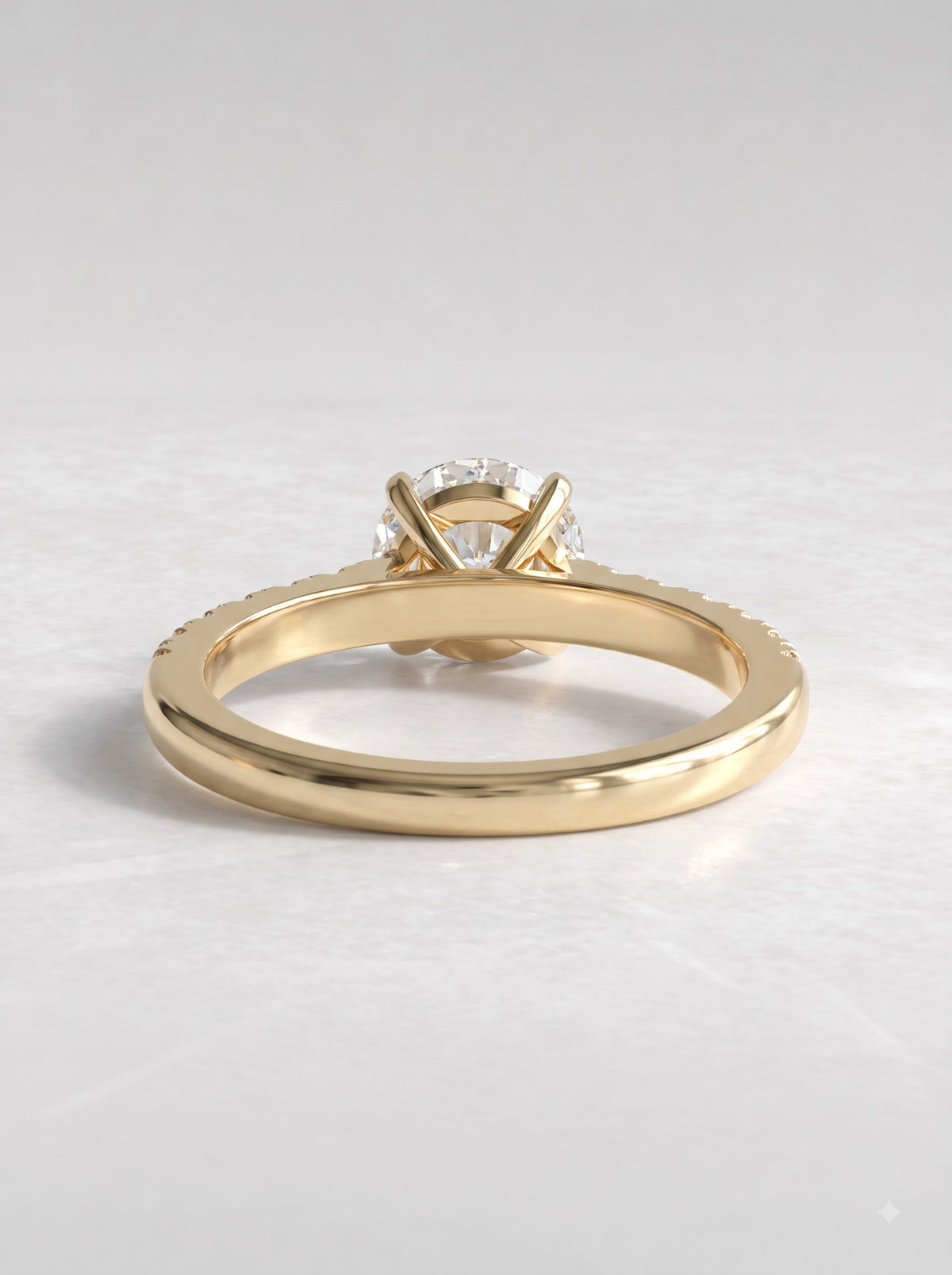 1 CT Round Cut Lab Grown Diamond Accent Engagement Ring - View 4