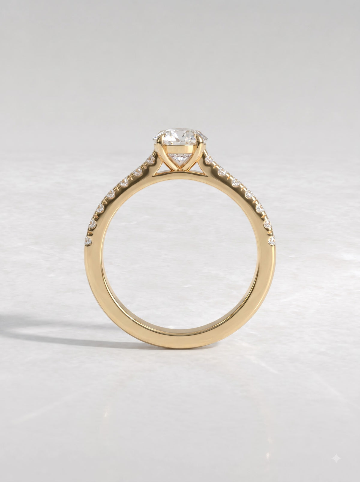1 CT Oval Cut Lab Grown Diamond Accent Engagement Ring - View 5