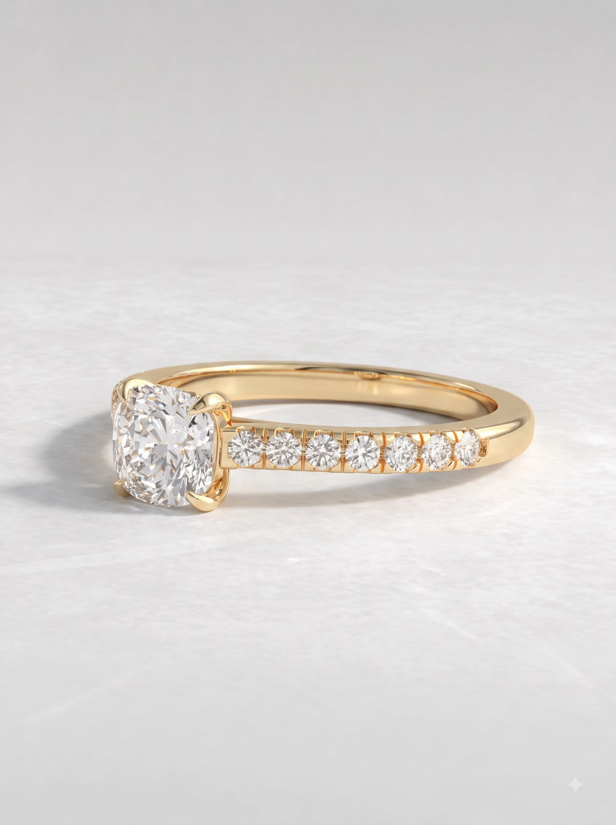 1 CT Cushion Cut Lab Grown Diamond Accent Engagement Ring - View 2
