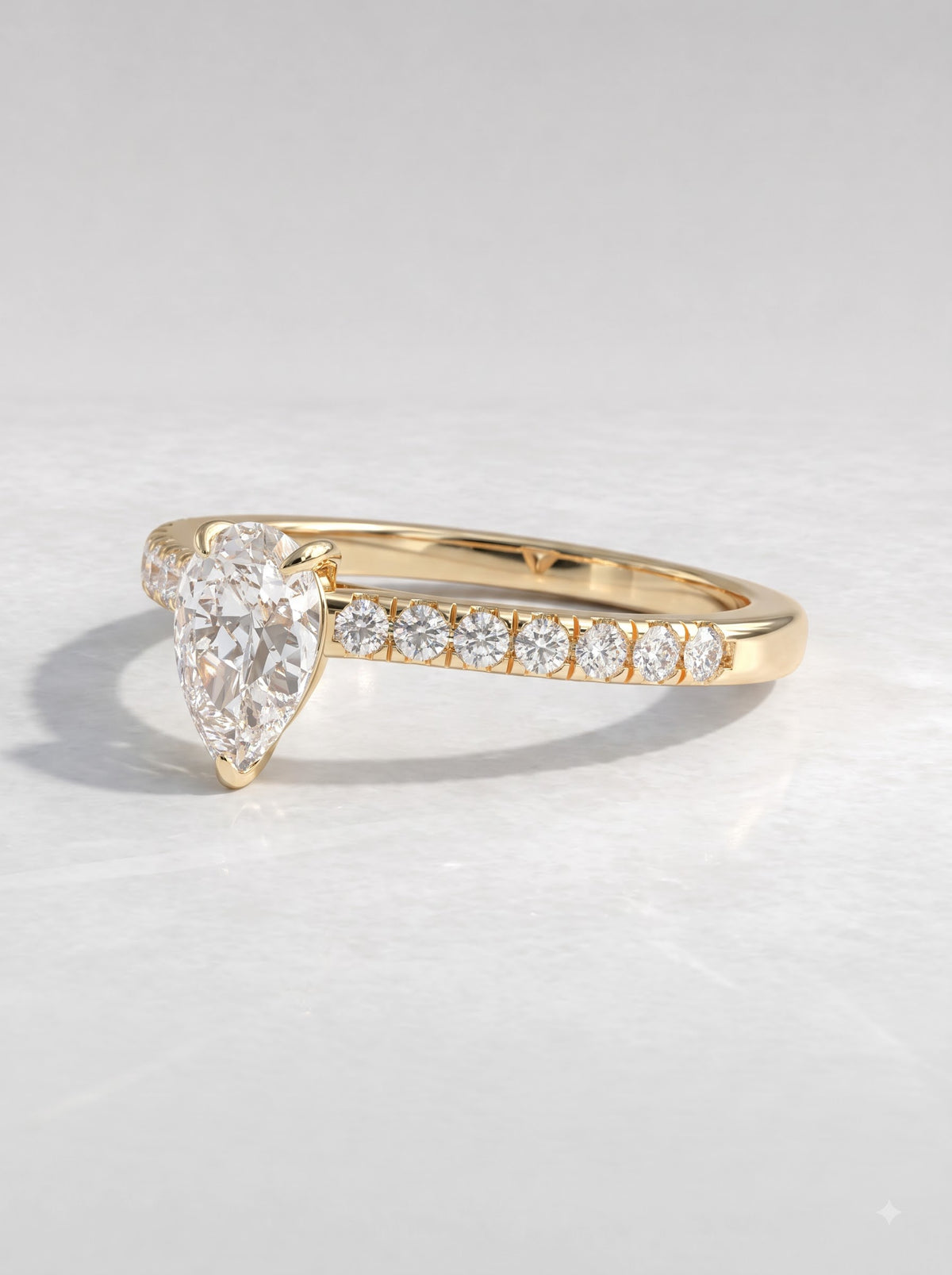 1 CT Pear Cut Lab Grown Diamond Accent Engagement Ring - View 2