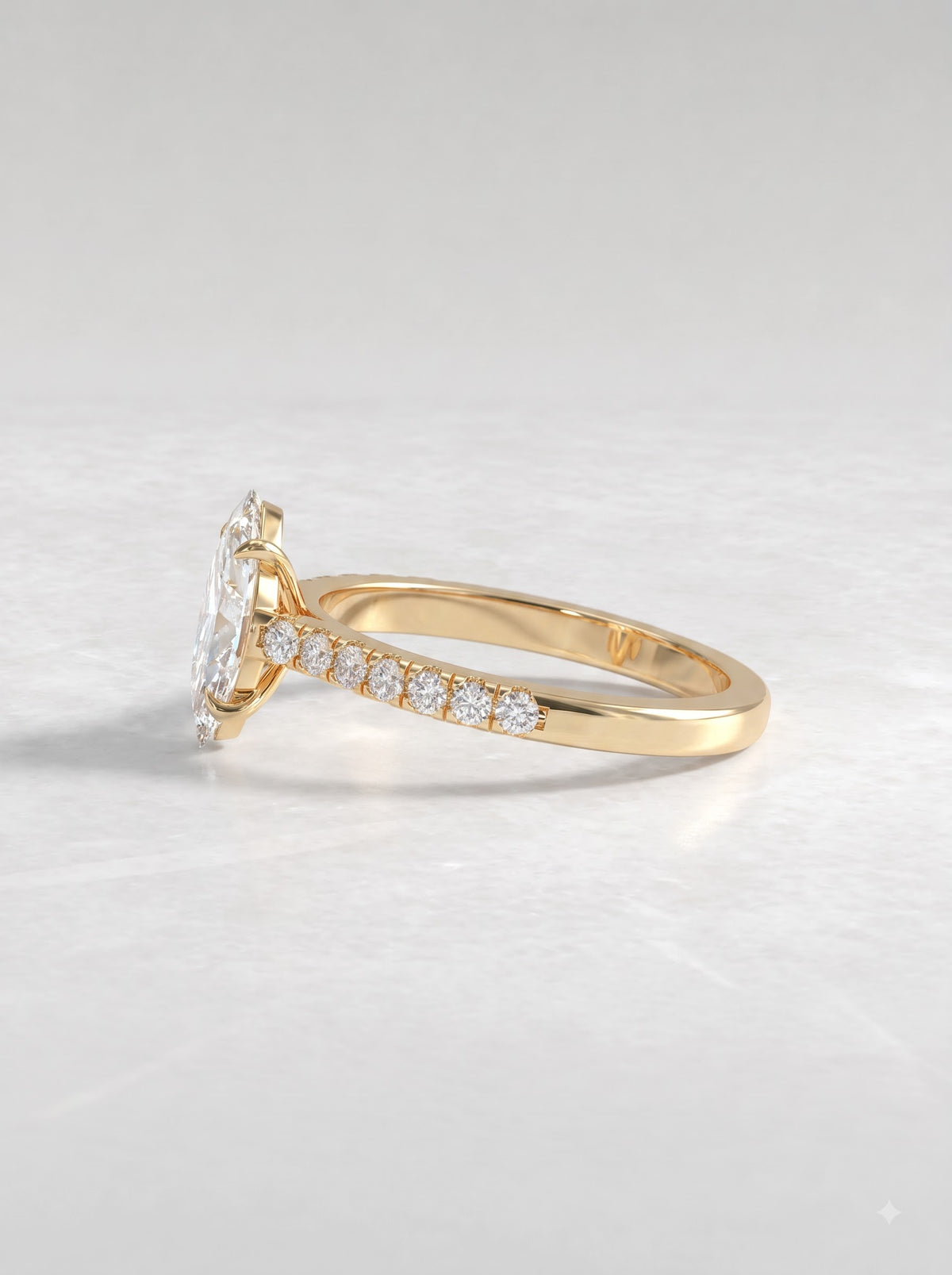 1 CT Marquise Cut Lab Grown Diamond Accent Engagement Ring - View 3