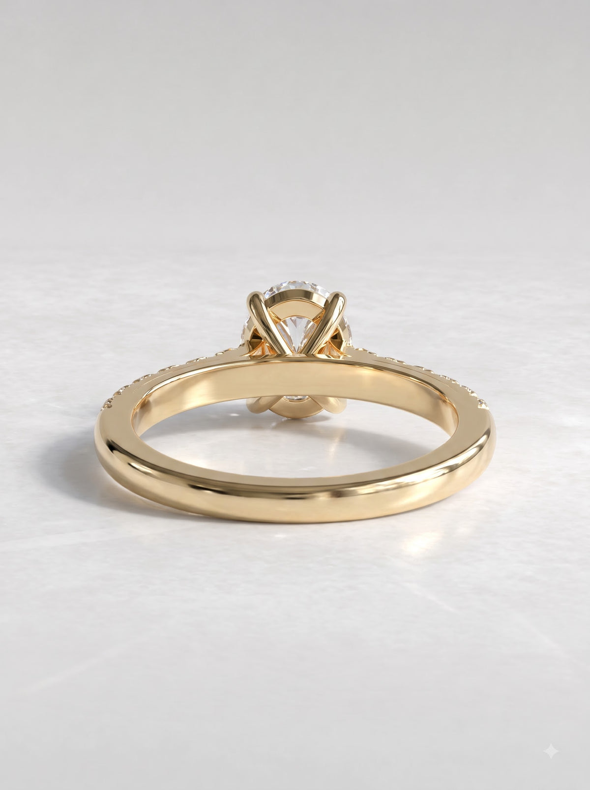1 CT Oval Cut Lab Grown Diamond Accent Engagement Ring - View 4