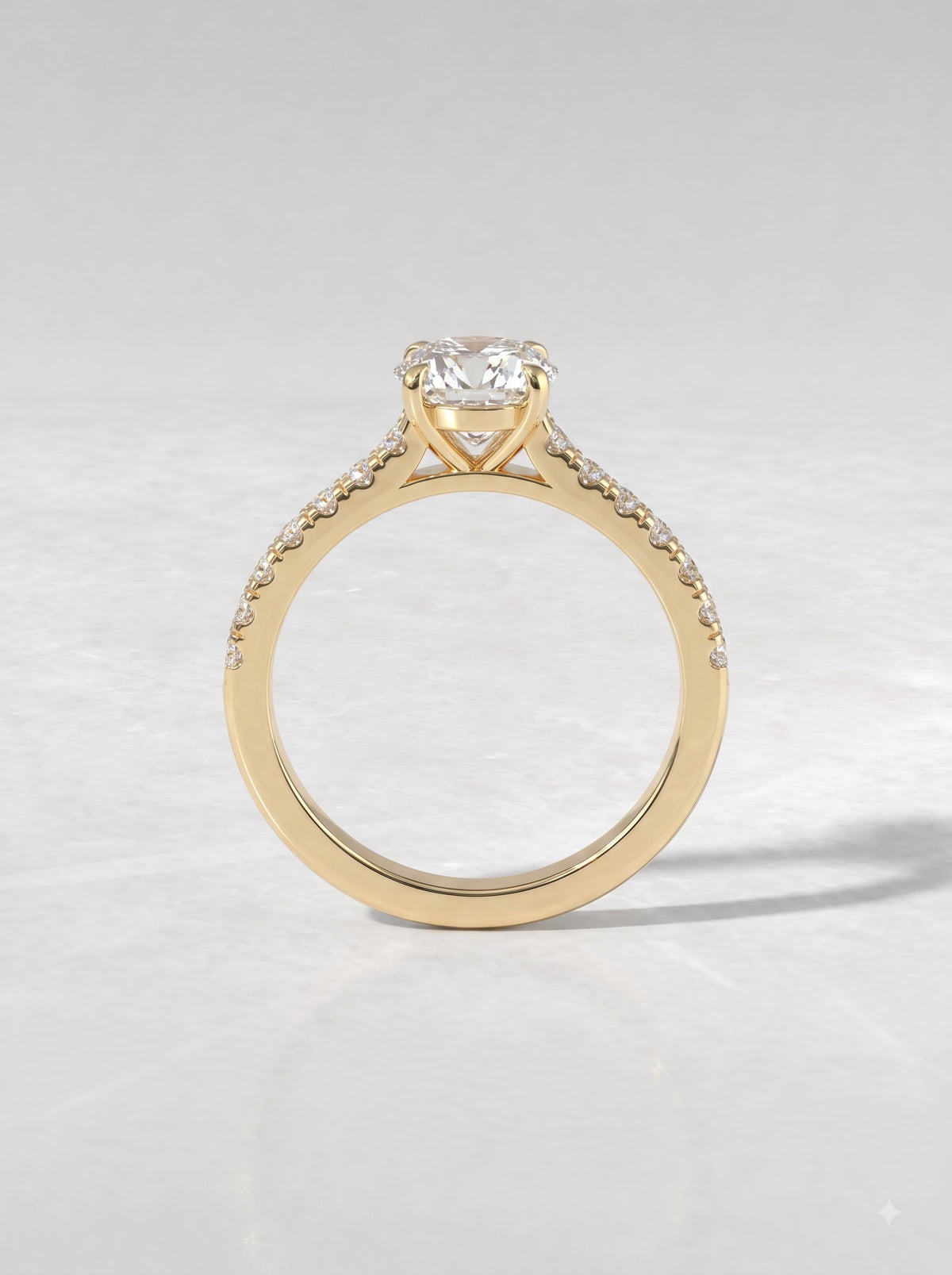 1 CT Round Cut Lab Grown Diamond Accent Engagement Ring - View 5
