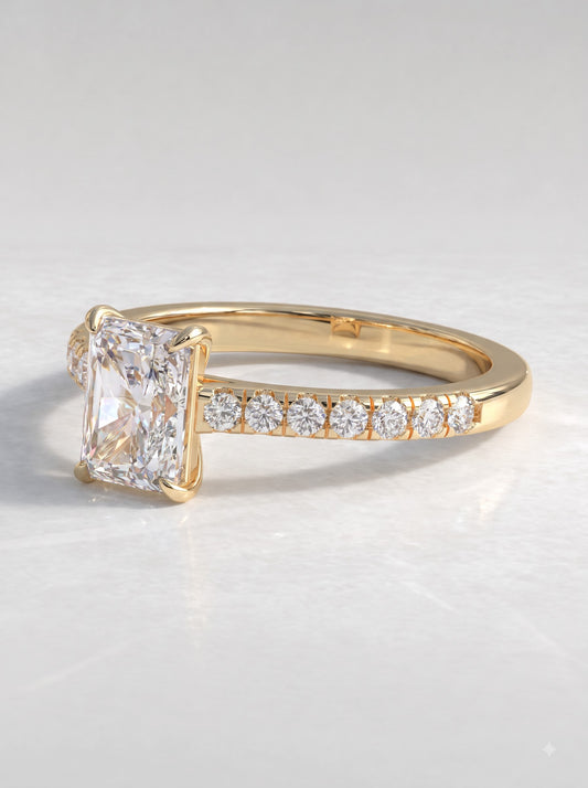 1 CT Radiant Cut Lab Grown Diamond Accent Engagement Ring - View 2