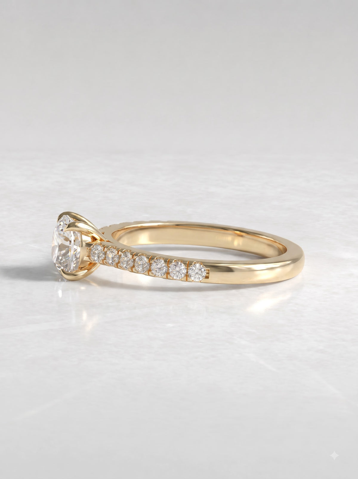 1 CT Cushion Cut Lab Grown Diamond Accent Engagement Ring - View 3