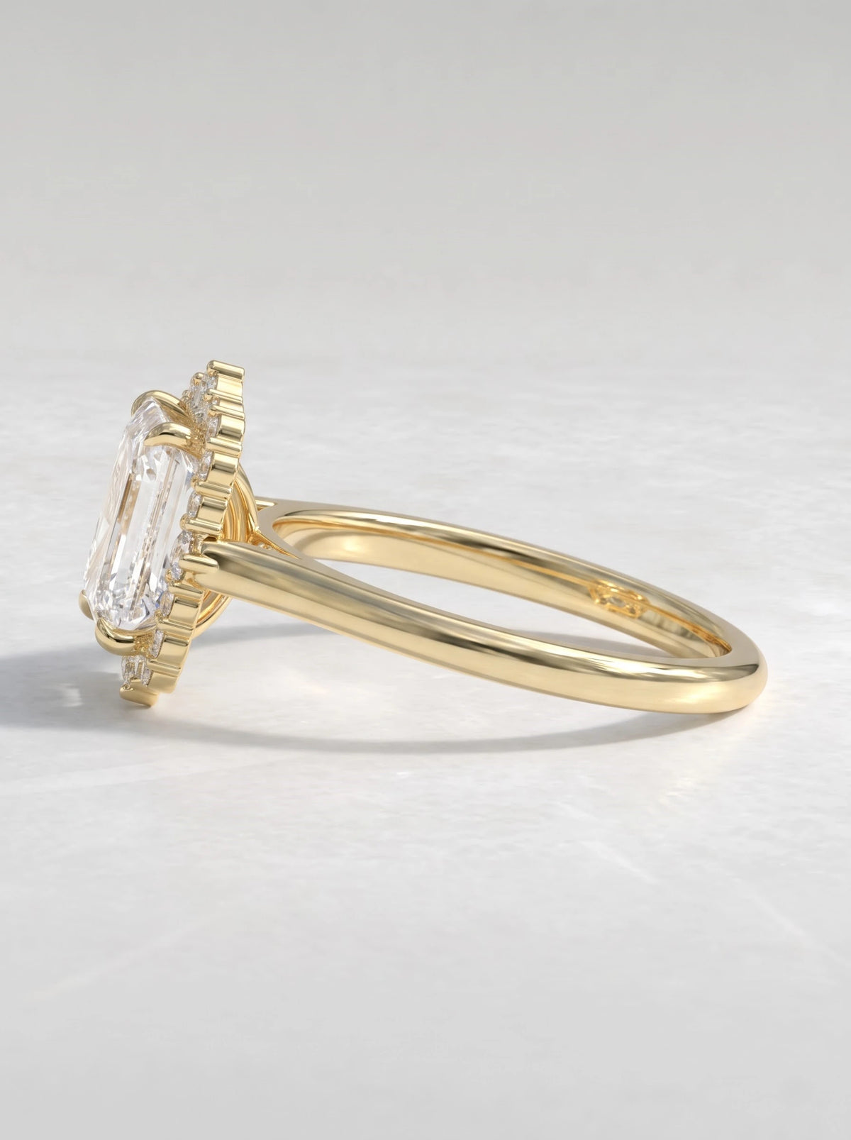 Artisanal Halo Emerald Cut Lab-Grown Diamond Engagement Ring - View 4