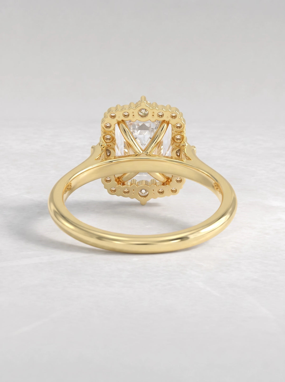Artisanal Halo Emerald Cut Lab-Grown Diamond Engagement Ring - View 5