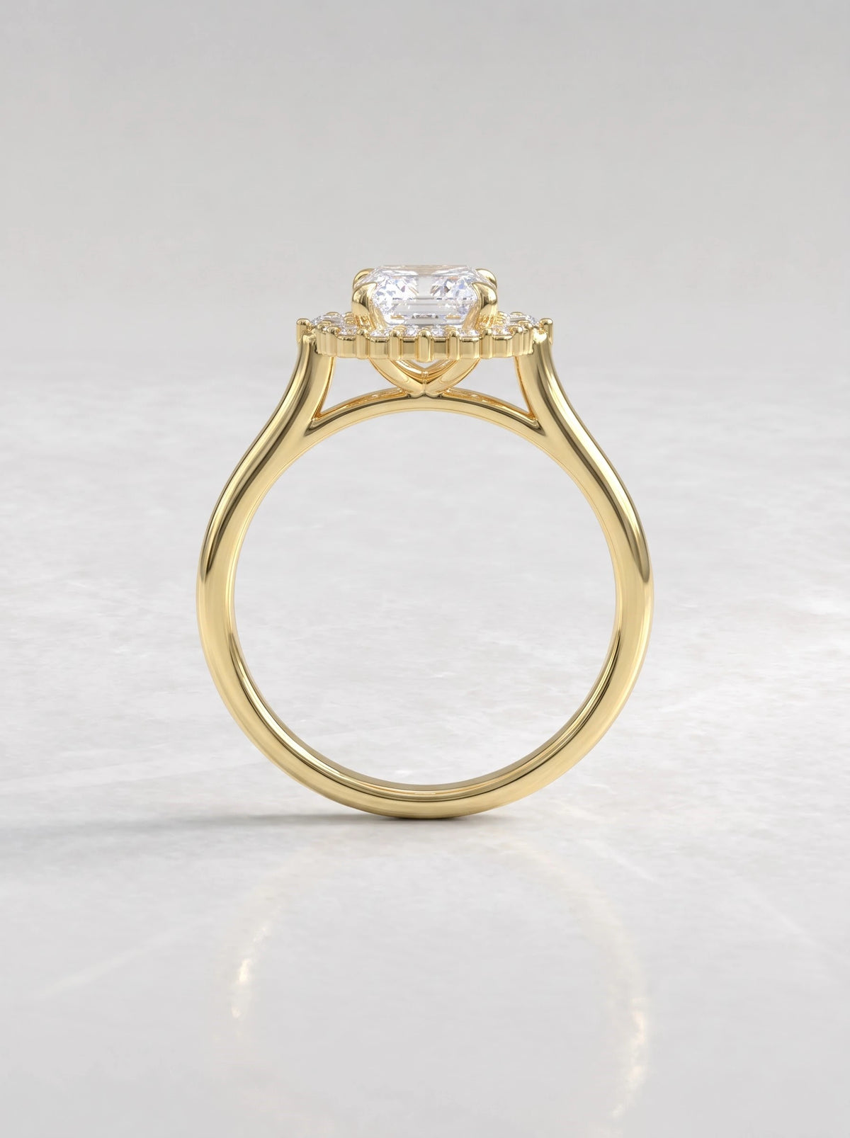 Artisanal Halo Emerald Cut Lab-Grown Diamond Engagement Ring - View 6