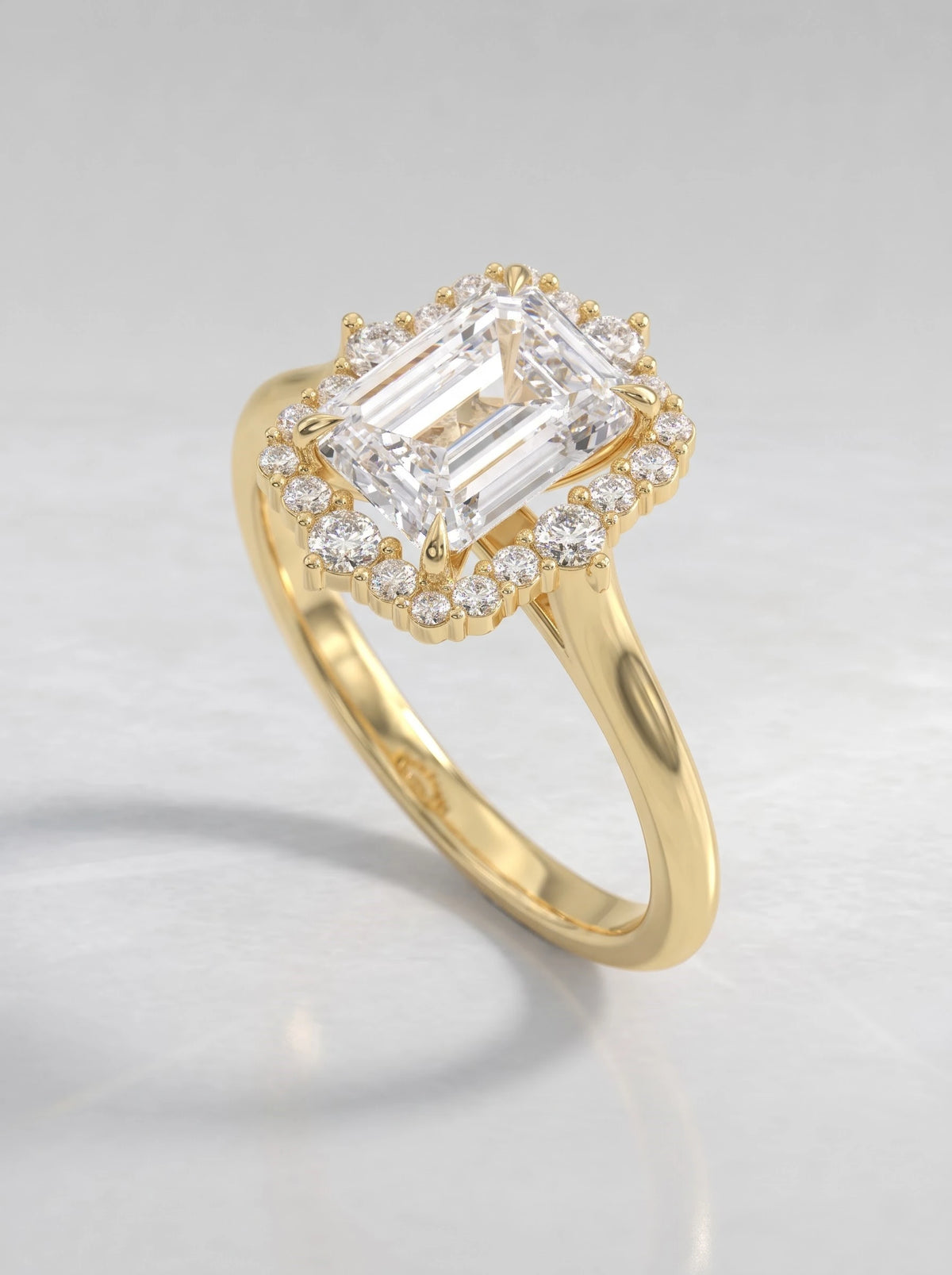 Artisanal Halo Emerald Cut Lab-Grown Diamond Engagement Ring - View 7