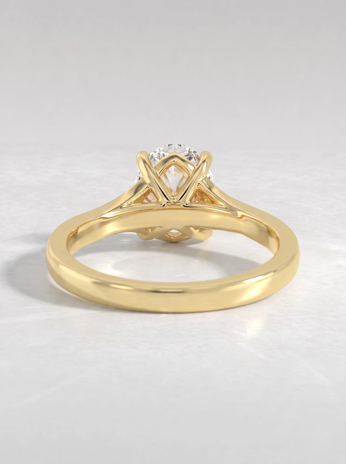 Artisanal Solitare With Accent, Split shank Oval Cut Lab-Grown Diamond Bridal Ring - View 5