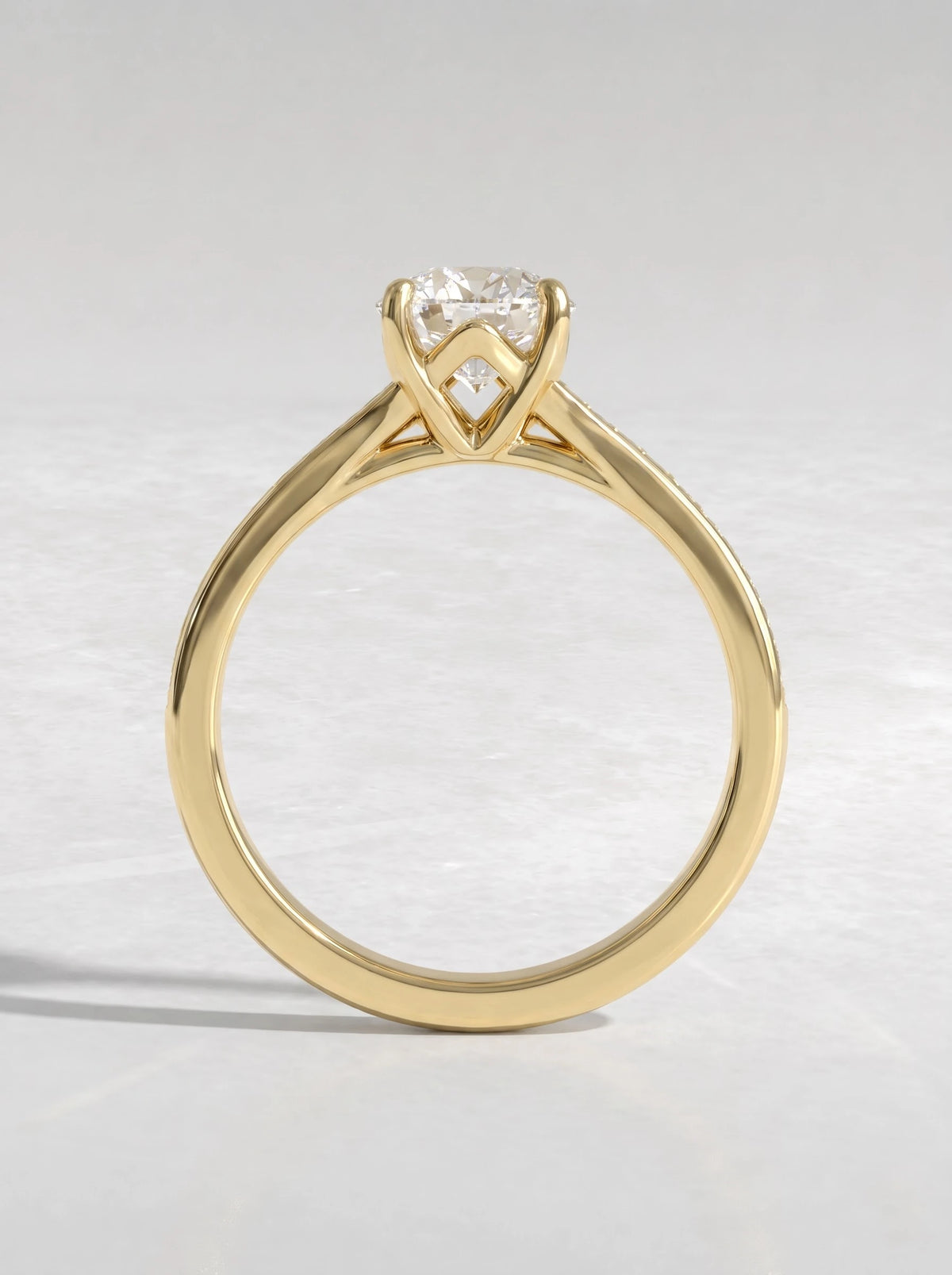 Artisanal Solitare With Accent, Split shank Oval Cut Lab-Grown Diamond Bridal Ring - View 6