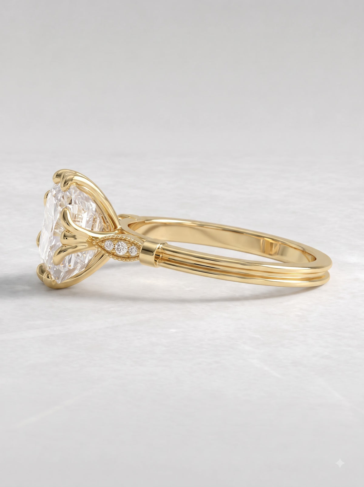 Asscher Cut Lab Grown Diamond Art Deco Engagement Ring - View 4