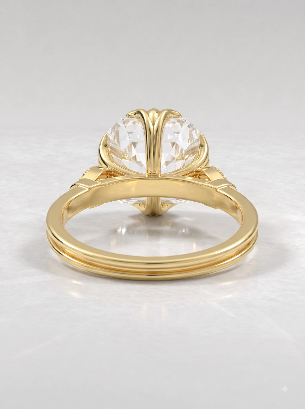 Asscher Cut Lab Grown Diamond Art Deco Engagement Ring - View 5
