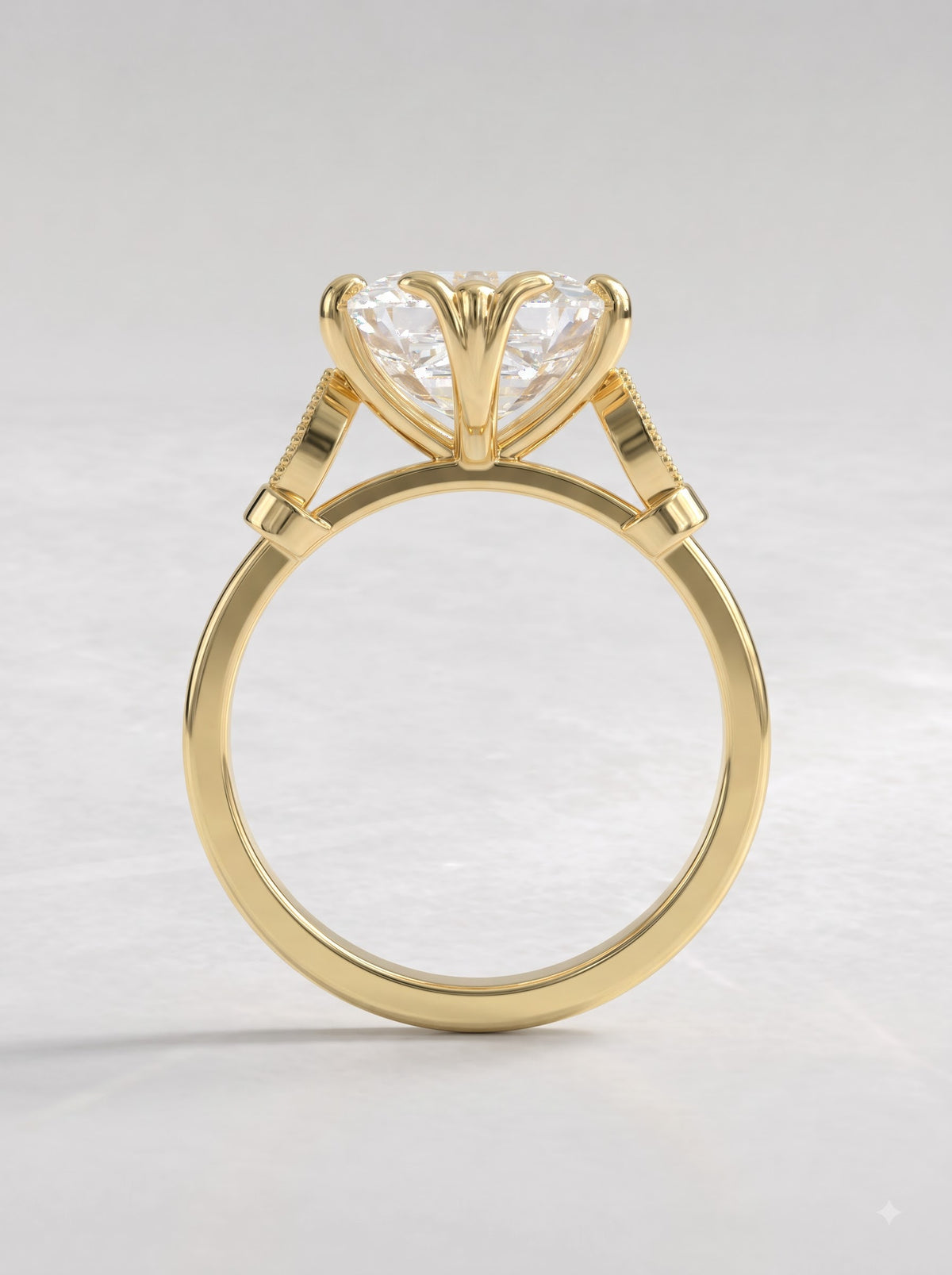 Asscher Cut Lab Grown Diamond Art Deco Engagement Ring - View 6