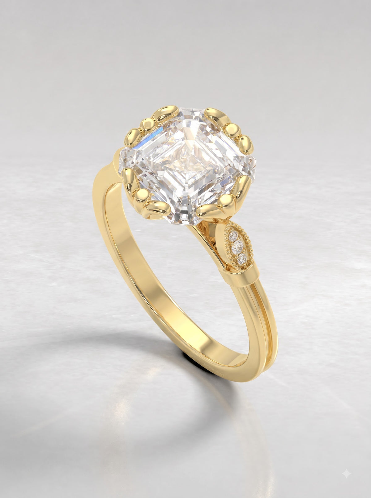 Asscher Cut Lab Grown Diamond Art Deco Engagement Ring - View 7