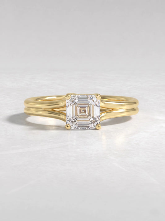 Asscher Cut Lab Grown Diamond Solitaire Engagement Ring