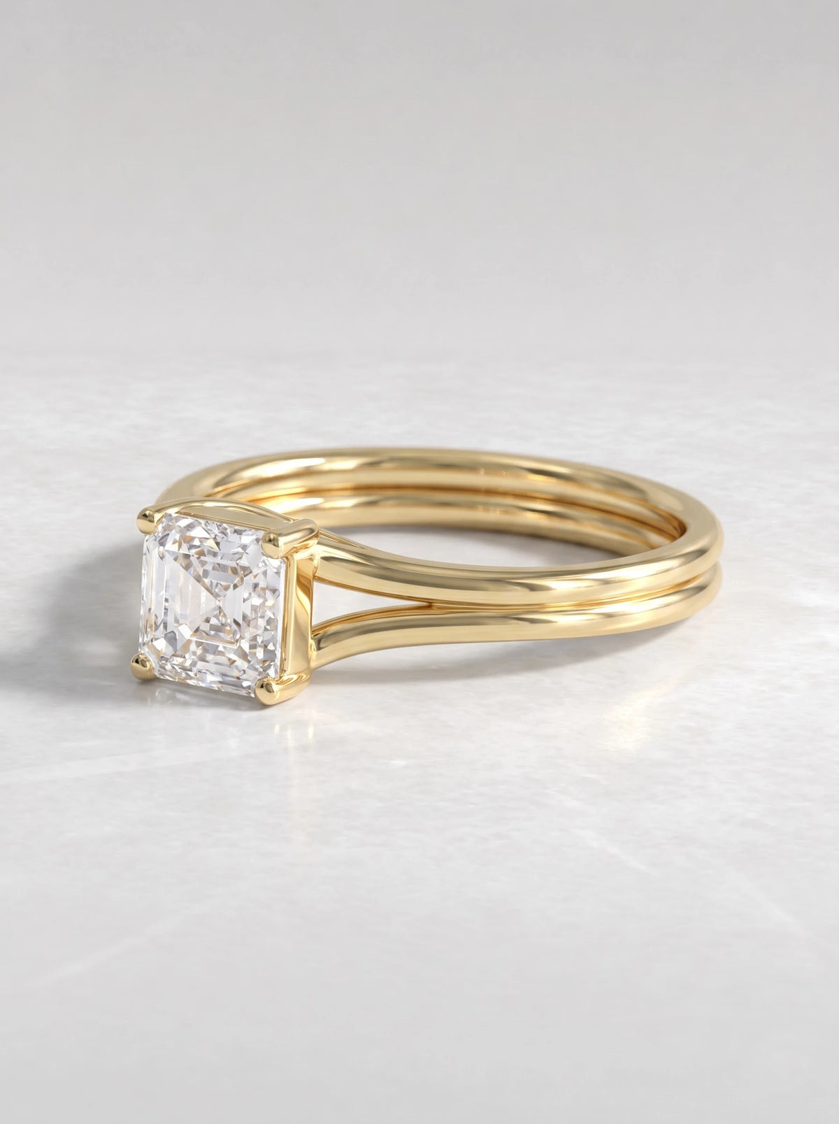 Asscher Cut Lab Grown Diamond Solitaire Engagement Ring - View 2
