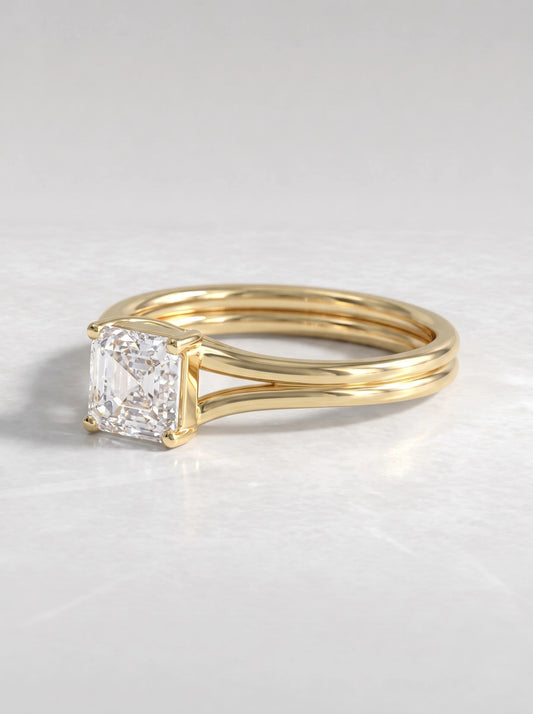 Asscher Cut Lab Grown Diamond Solitaire Engagement Ring - View 2