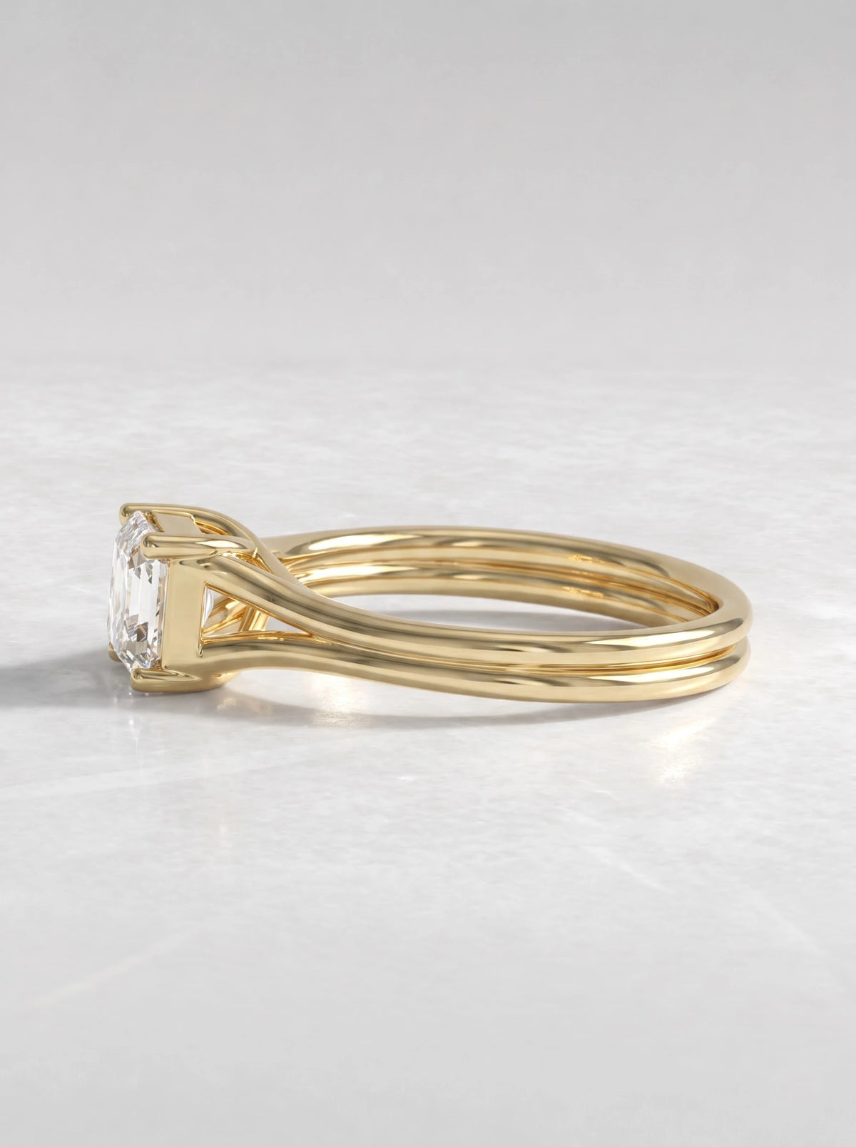 Asscher Cut Lab Grown Diamond Solitaire Engagement Ring - View 3